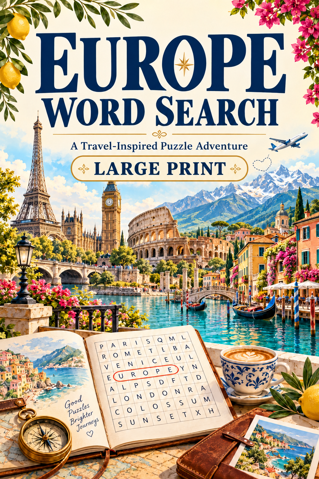 Europe Word Search — large-print book cover